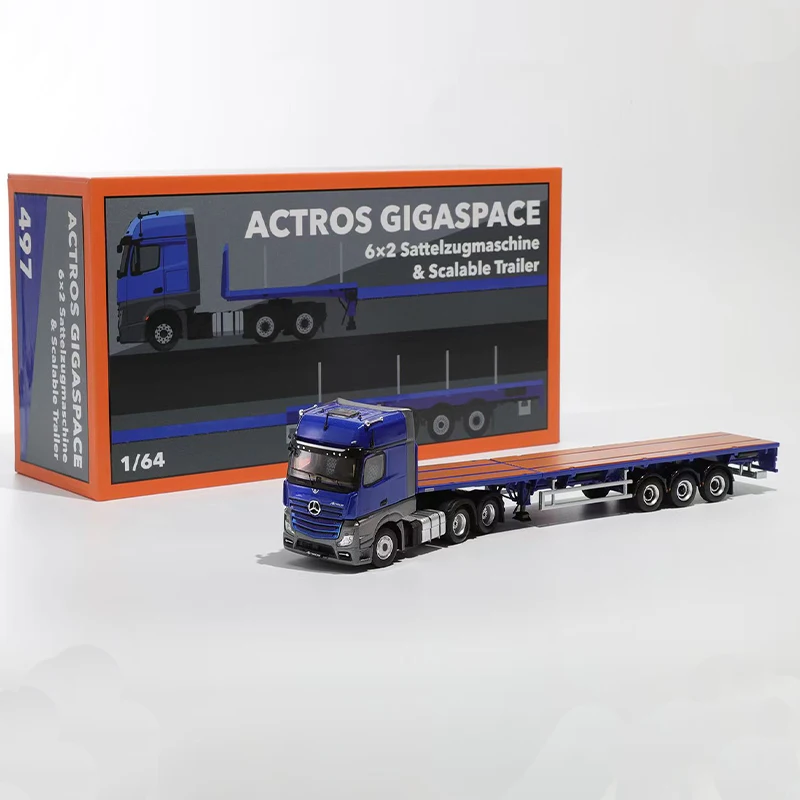 مقياس 1:64 Actros 3-محور مقطورة سيارة محاكاة نماذج من الشاحنات عرض ثابت تحصيل لعبة هدية تذكارية الديكور