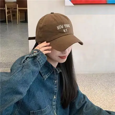 

Female Baseball Hat Vintage Letter Embroidered Baseball Cap Male Outdoor Student Sun Hat Korean Duck Tongue Hat Hip Hop