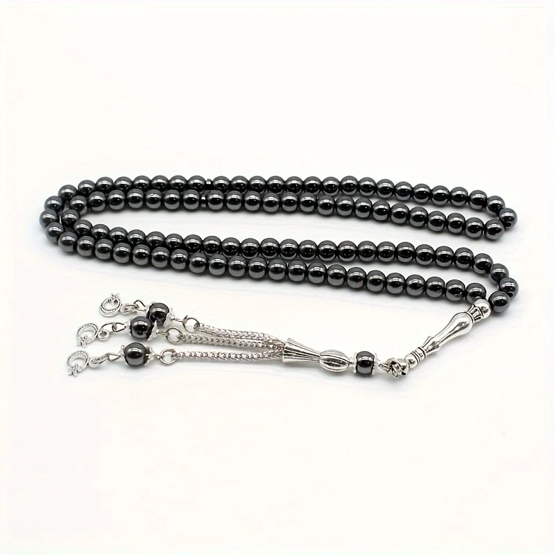 99 6mm black gallstones, Muslim rosary beads, Middle Eastern directional prayer bracelets for men and women, gifts