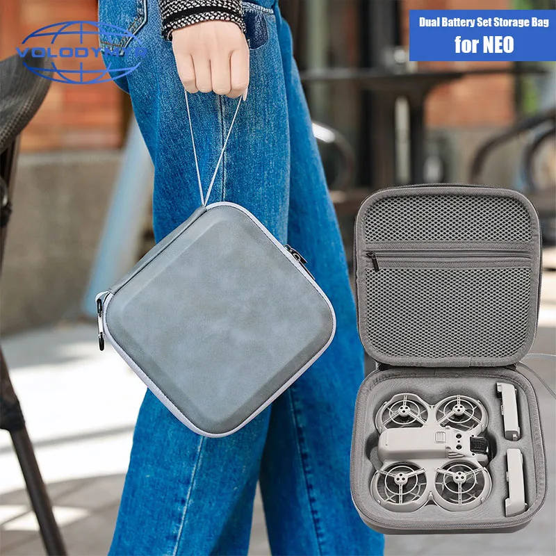 

VOLODYMYR Storage Bag for DJI NEO Integrated Carrying Case Handbag Travel PU Suitcase with Shoulder Strap Drone Accessories