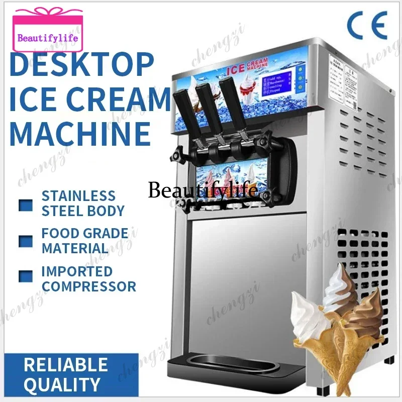 

A55 ZM-168 Three Flavors Ice Cream Machine Commercial Soft Ice Cream Maker Small Three-color Ice Cream Machine