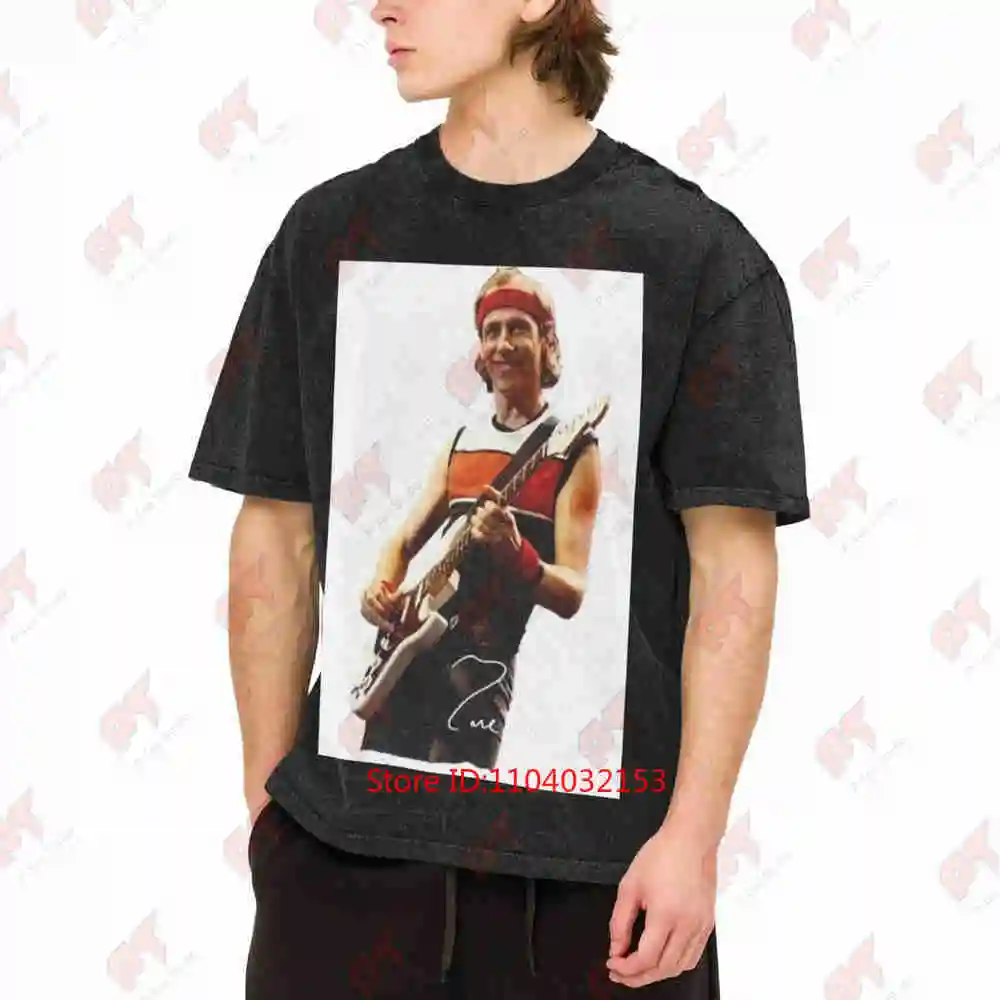 Dire Straits Signed Guitar Knopfler Signature Vintage Washed Tee Pure Cotton T-Shirt