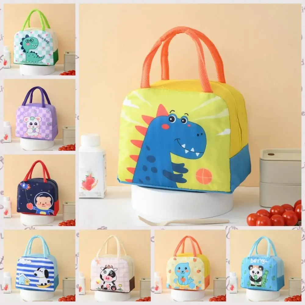 

Cute Cartoon Insulated Lunch Bag Aluminum Foil Waterproof Portable Lunch Box Hand-held Thickened Thermal Meal Tote Bag Daily Use