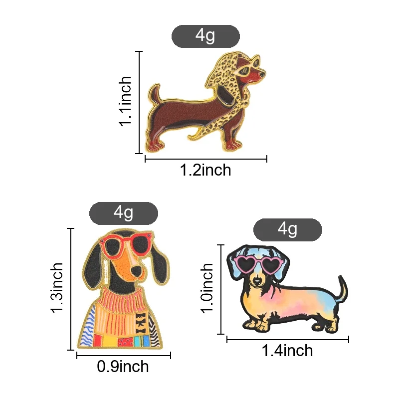 Art Fashion Dachshund Enamel Pin, Cool Dog with Sunglasses Badge, Fashion Clothes Backpack Accessory, Gift for Dog Lovers