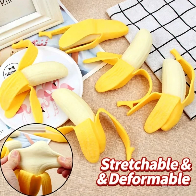 Banana Shaped Stress Relief Toys Simulated Peeled Fruit Ornaments Slow Rebound Figure Squeeze Toy Creative Funny Birthday Gifts