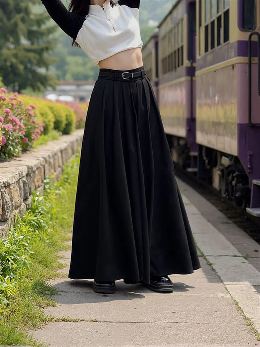 

Pleated Floor Length Skirts Womens Layered Mesh Ruffle Hem Elastic Waist Chiffon Cake Design Summer Vacation Elegant College