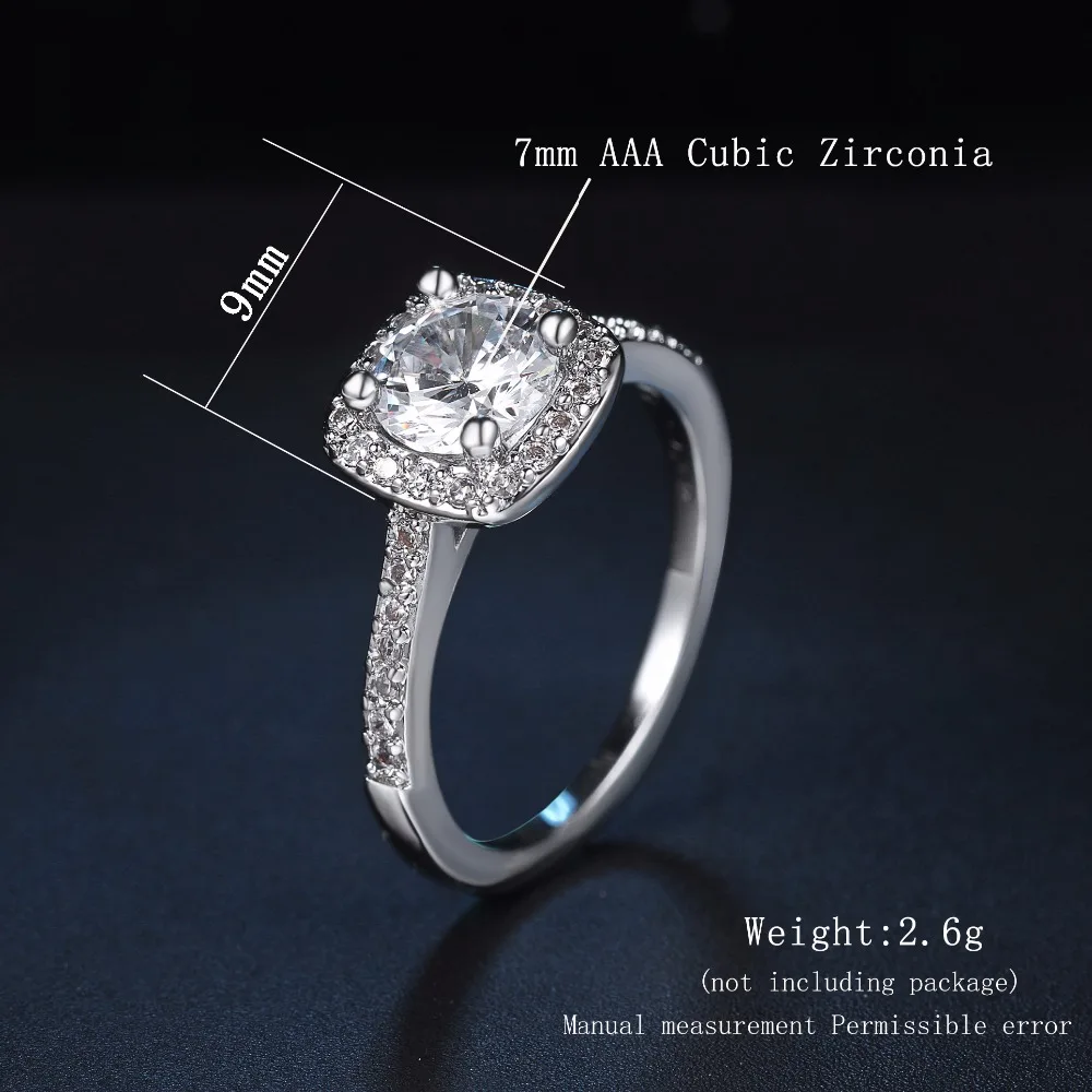 Wedding Engagement Rings For Women Female Silver Color Microscope Square Zirconia Bride Ring Jewellry 2024 Trend Jewelry R531