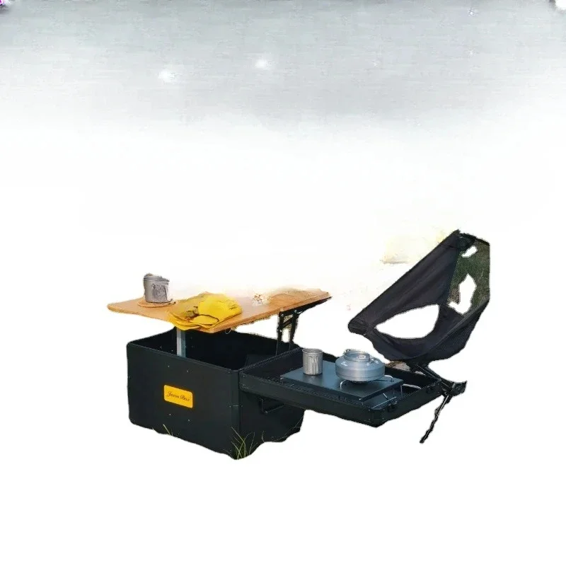For Outdoor Mobile Kitchen Car Camping Box Picnic Storage Organizer Folding Tea Table Coffee Expansion Black Ridge