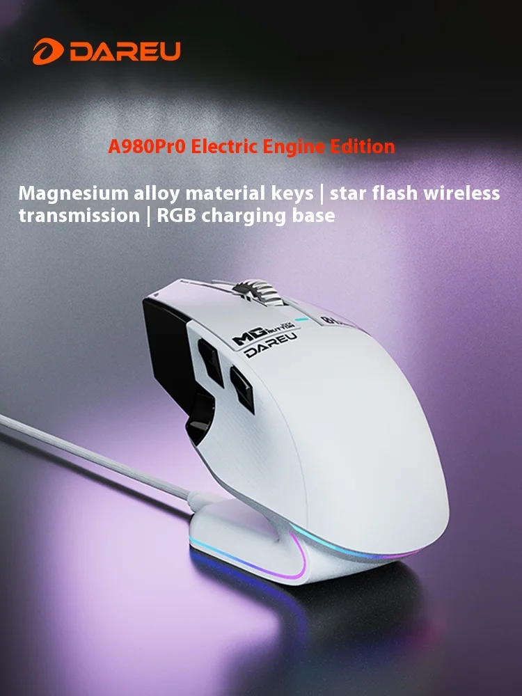 DAREU A980Pro Game Mouse Three Mode Customization Magnesium Alloy Mouse Lightweight Office E-Sports Game Mouse Accessories Gift