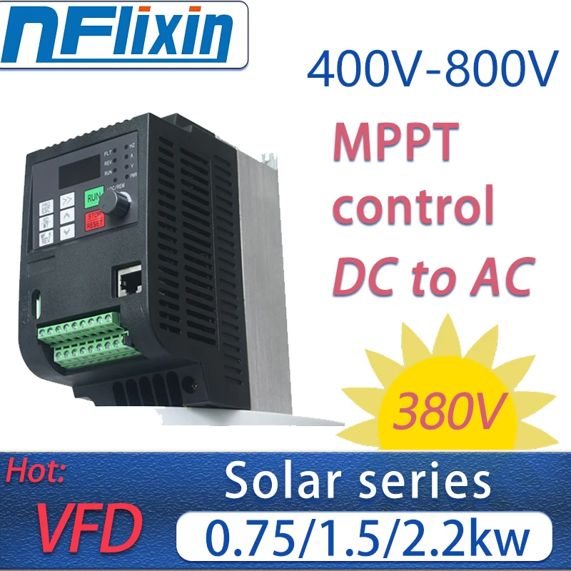 New! Solar VFD 0.75/1.5/2.2KW 220V and 380V DC400V-800V Synchronous Asynchronous Motor Speed Control Driver