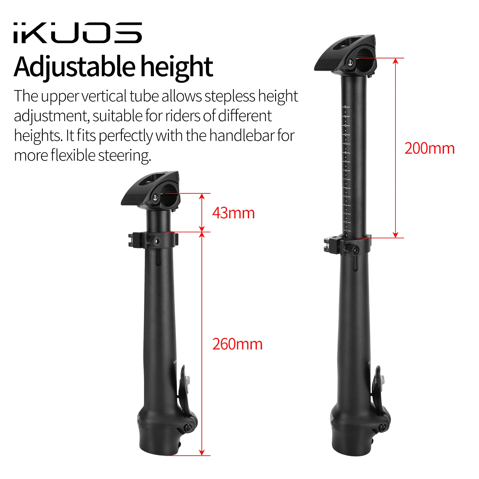 IKUOS Folding Bicycle Head Tube Double Section Telescopic AL6061 Aluminum Alloy Inner Fold For DAHON FNHON Bike