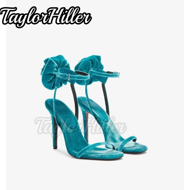 

Lake Rose Blue Heels Open Toe Heeled Sandals Buckle Strap Shoes Women Summer Autumn 2025 Sandalias De Mujer Stiletto 2025 Flowe