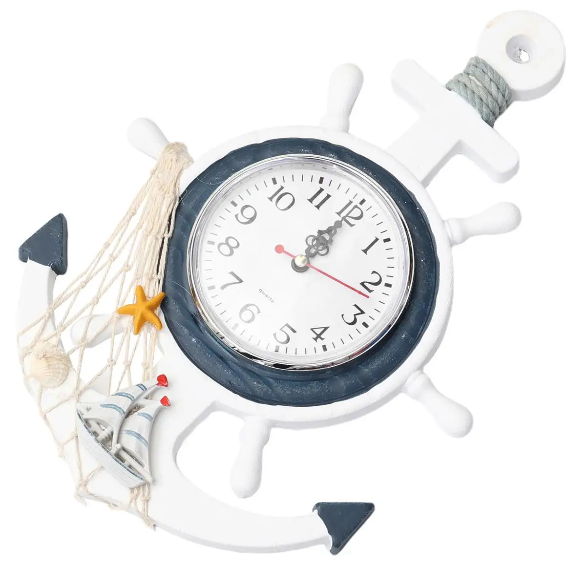 

Boat Anchor Hanging Clock Retro Mediterranean Style Wall Decorative Vintage Wooden Plastic Materials Home Gifts