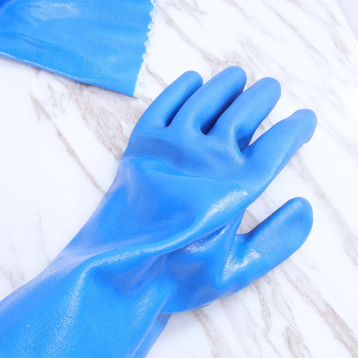 

2Pair Premium Rubber Anti Slip Labour Gloves with Warm Inner Fabric Long Cuff Waterproof Skidproof Industrial Gloves for Indoor
