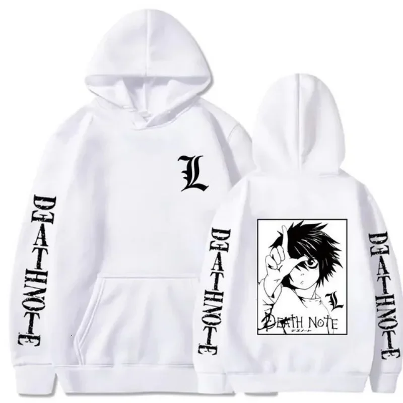 Men Womens Hoodies Jacket Hip Hop Death Note Print Hoodie Harajuku Gothic Kpop Hooded Sweatshirt Black Hoodied Y2k Clothes Tops