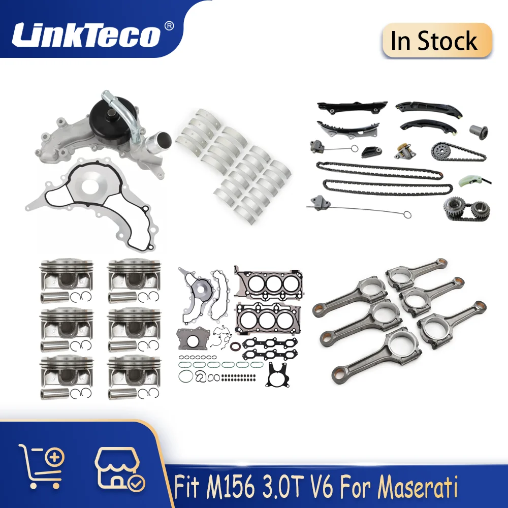 

Engine Overhaul Kit Gasket Set Timing Kit Piston Set Fit M156 3.0T V6 Gas For 13- Maserati Quattroporte Ghibli Levante 3.0L 3.0
