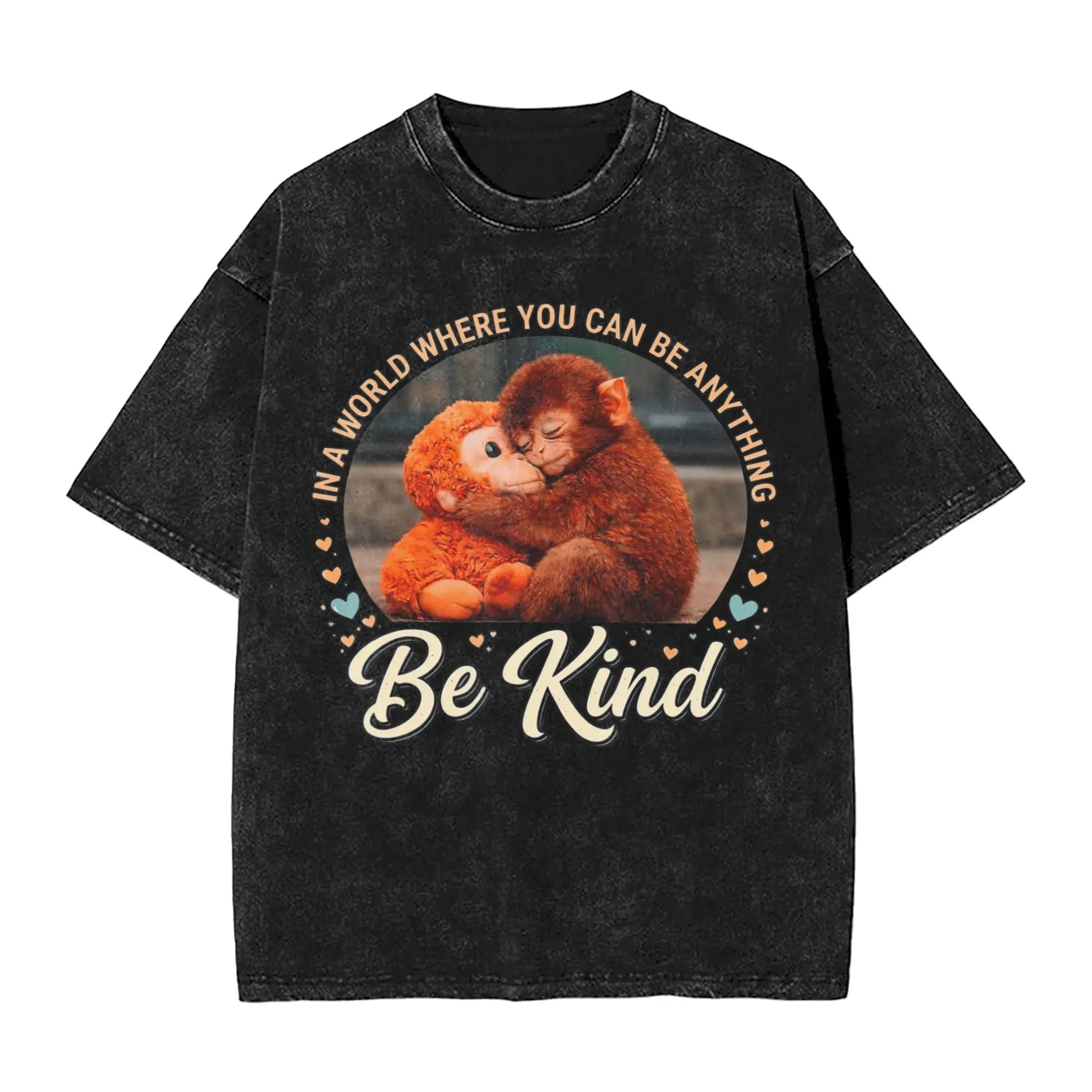 Harajuku T-Shirt in the World Where You can be Anything Be Kind Monkey Punch Simple T-Shirts Trendy Tshirt Summer Casual Top Tee