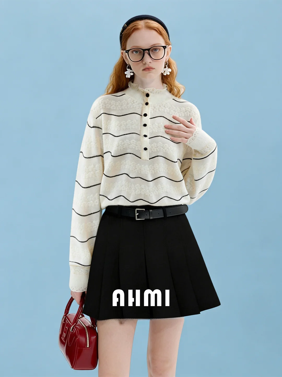 

Женский кардиган AHMI с длинными рукавами, вязаный, с кружевной вышивкой, в полоску, на пуговицах, с вырезами, мягкий, свободный, стройнящий, открытый, топ-кардиган