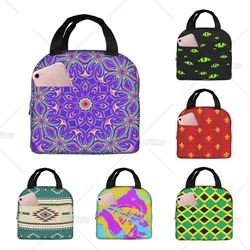 Mandala in Purple and Pink Lunch Bag for Kids Insulated Waterproof Tote Bag Reusable Lunch Box Food Carrying Bento Handbag Work