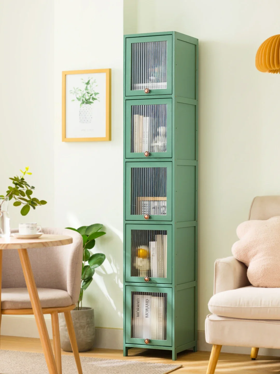 Storage Cabinet with Door Kitchen Locker Narrow Gap Multi-Layer Bathroom Storage Rack