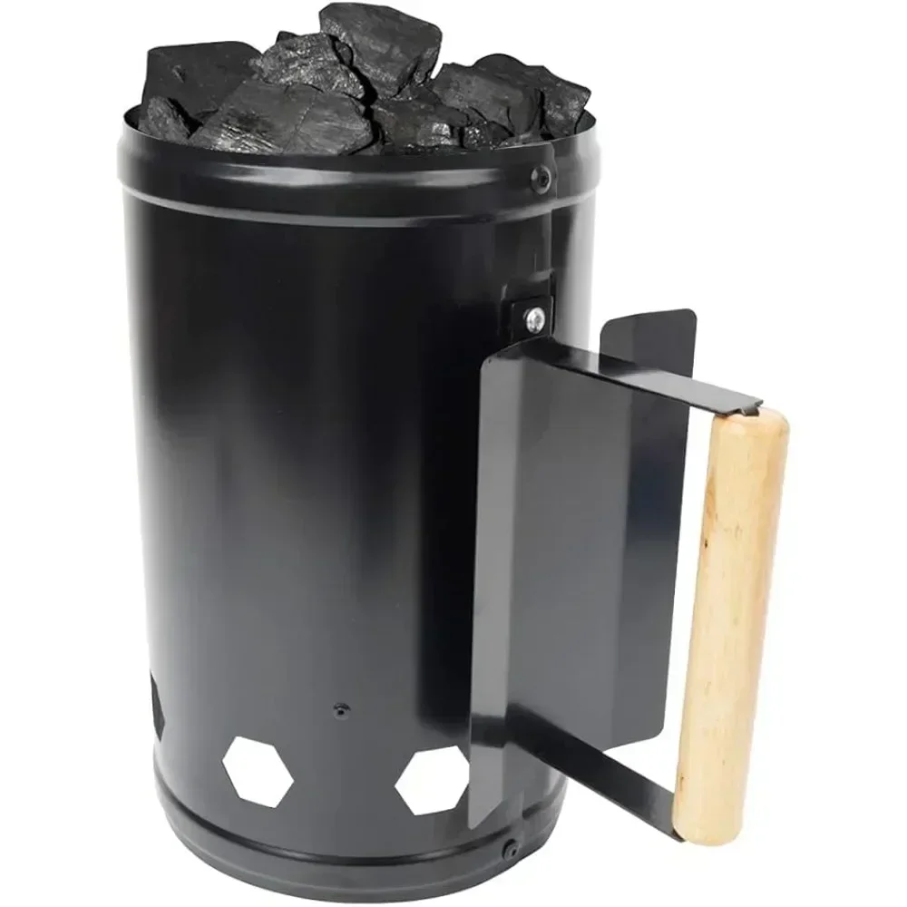 Outdoor Rapid Fire Charcoal Chimney Starter - Heavy Duty Camping BBQ Coal Lighter Can for Grilling Spark Bucket Charcoal Bucket