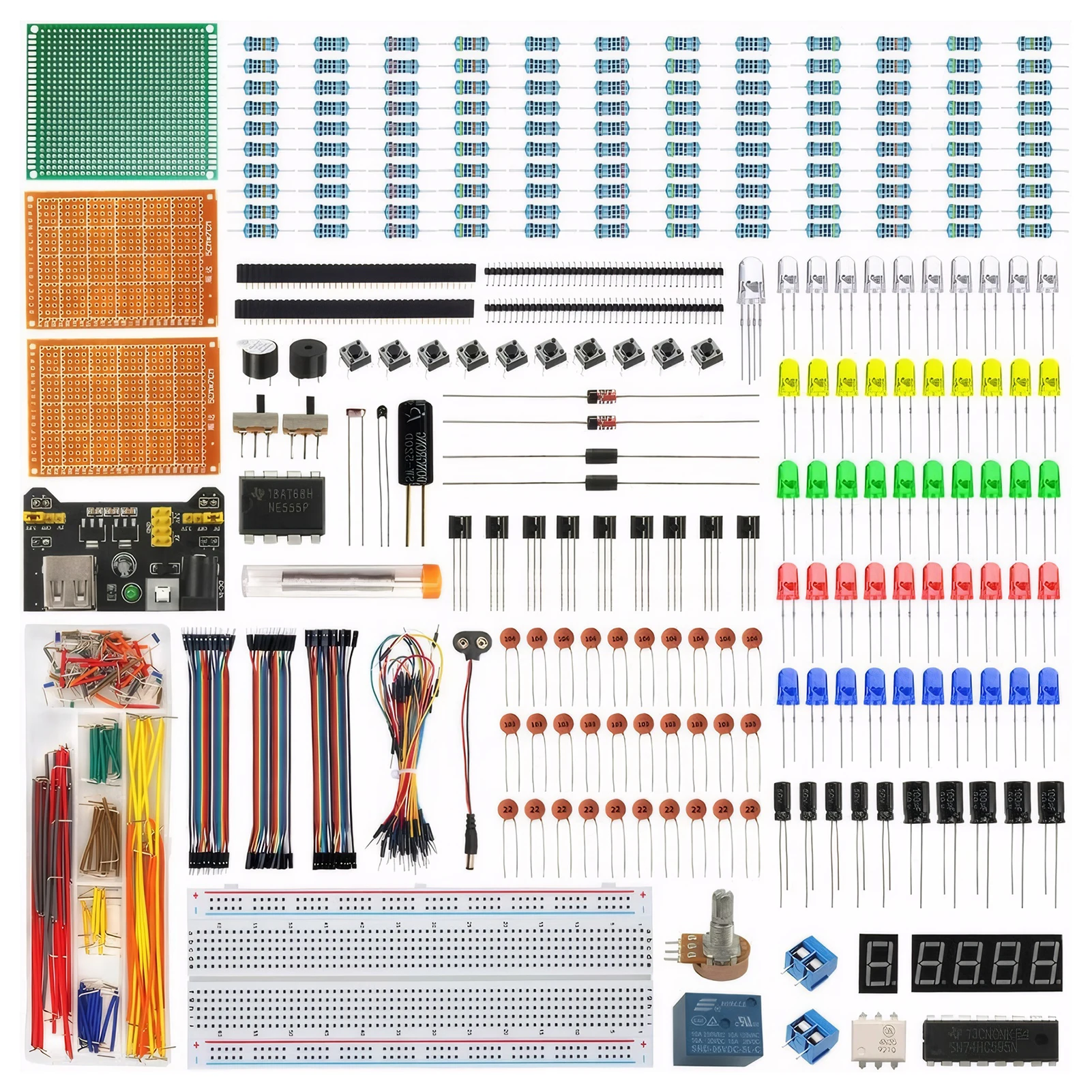 

PCB Soldering Kit Breadboard Jumper Wires Electronic Fun Kit Power Supply Module LEDs & Resisitor for Arduino/for Raspberry Pi