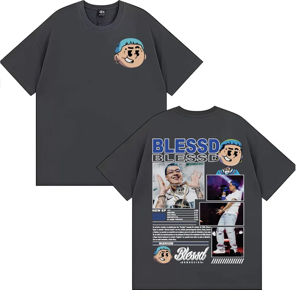 Rapper blessd bendecido tour 2025 capa merch gráfico t camisas das