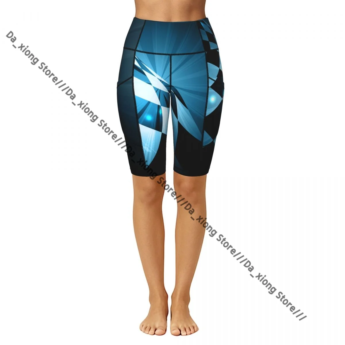 Comfortable Stretchy Yoga Shorts Racing Checked Flag And Track Women Gym Exercise Sports Trousers