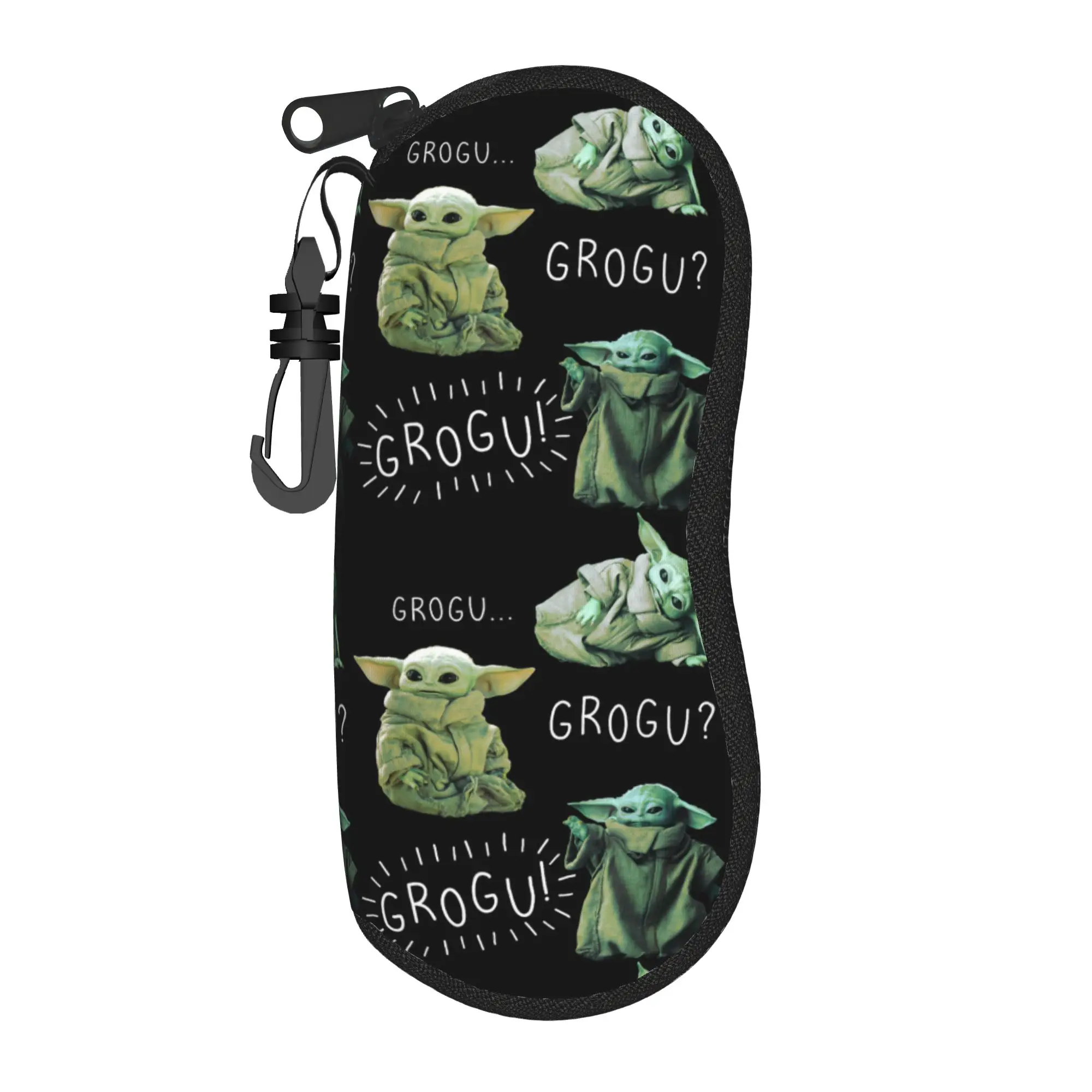 Grogu Yoda Mandalorian W-Warss Brillenetui, Unisex, wasserdicht, mit Reißverschluss, S-Stars Game Brillenaufbewahrungsbox, charmante Brillenbox