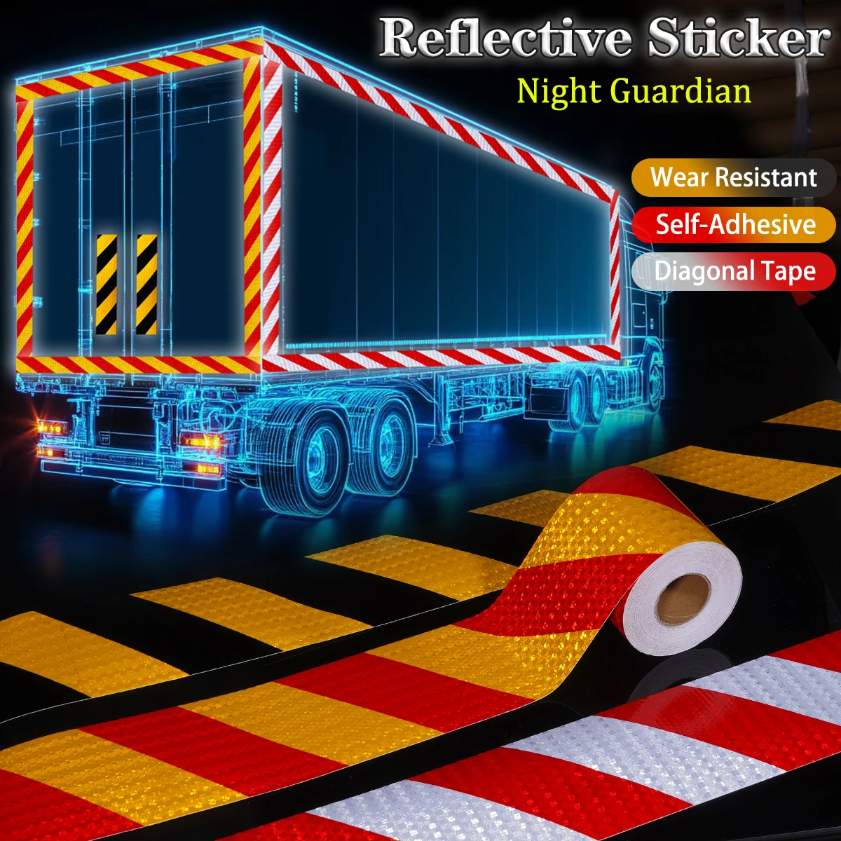 

10CM PVC Waterproof Reflective Sticker-Self Adhesive Enhances Visibility Industrial Marking Safety Sticker for Trucks Motorcycle
