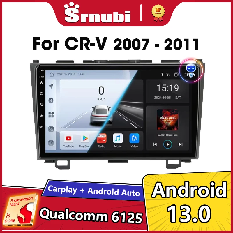 Srnubi Android 13 Carplay Car Radio For Honda CR-V 3 RE CRV 2007-2011 Multimedia Video Player 2 Din Navigation GPS DVD Head Unit