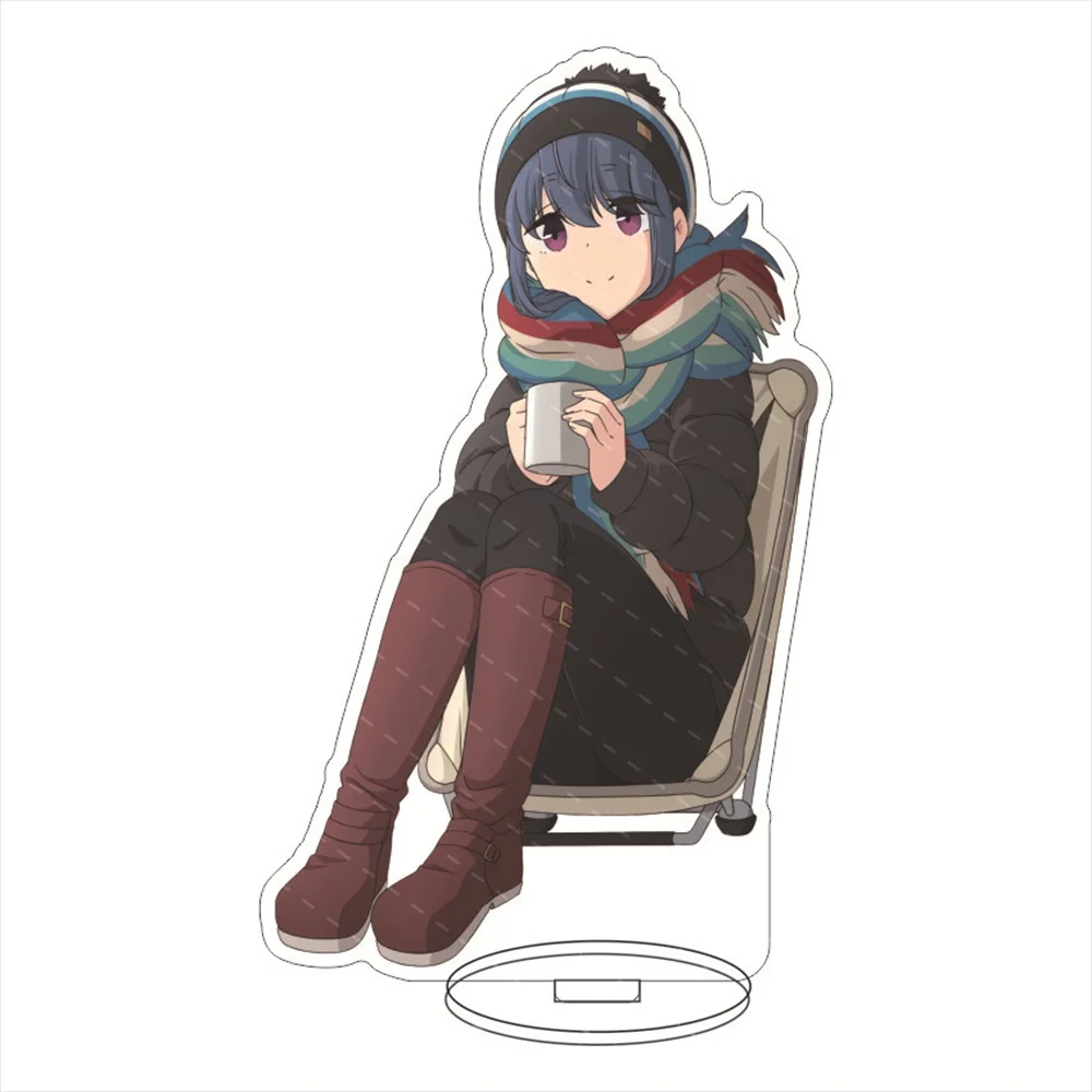 15CM Anime Laid-Back Yuru Camp Shima Rin Kagamihara Nadeshiko akrylowy stojak rysunek wyświetlacz urok Cartoon pulpit Model płyta