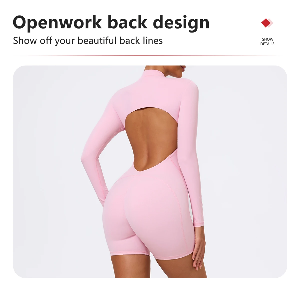 Ctenkevet Sommer Halb-Reißverschluss Frauen Gym Overall Weibliche Im Freien Atmungsaktive V Zurück Active Gesäß Lift Sport Outfit Für Frau – Detail 4