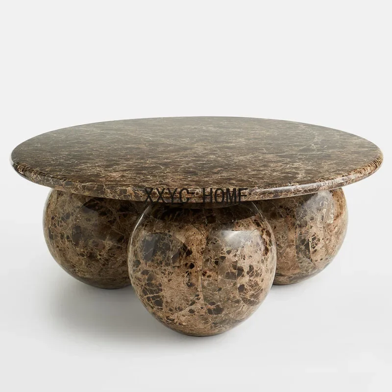 American Marble Coffee Table Villa Living Room Light Luxury Tea Table round Conference Table