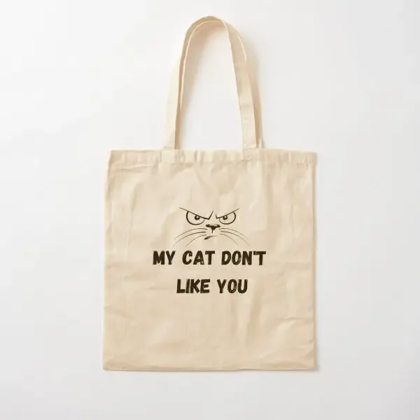 

Хлопковая холщовая сумка My Cat Do Not Like You, женская унисекс, тканевая дорожная повседневная сумка-тоут, складная продуктовая женская модная сумка с принтом
