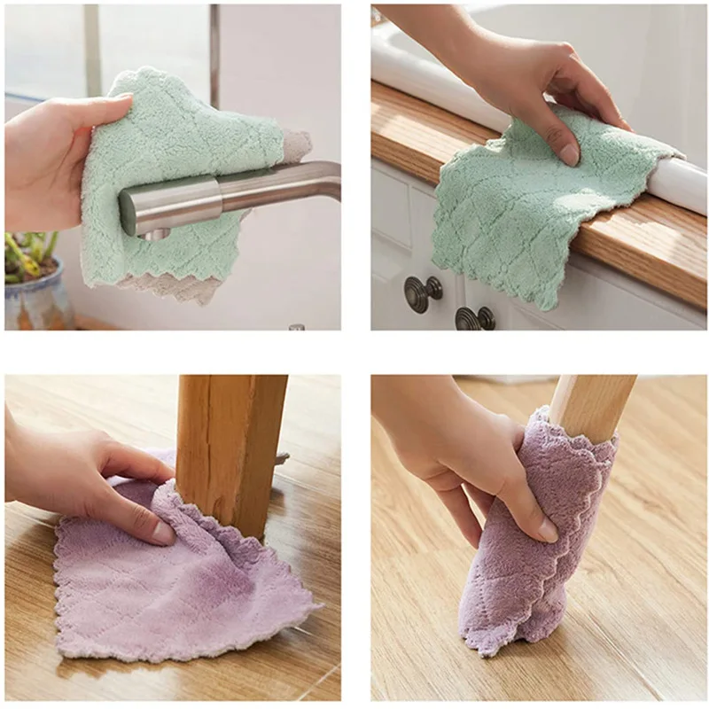 Microfiber Towel Absorbent Strong Kitchen Cleaning Cloth Dish Towel Rags Napkins Tableware Household Cleaning Towel