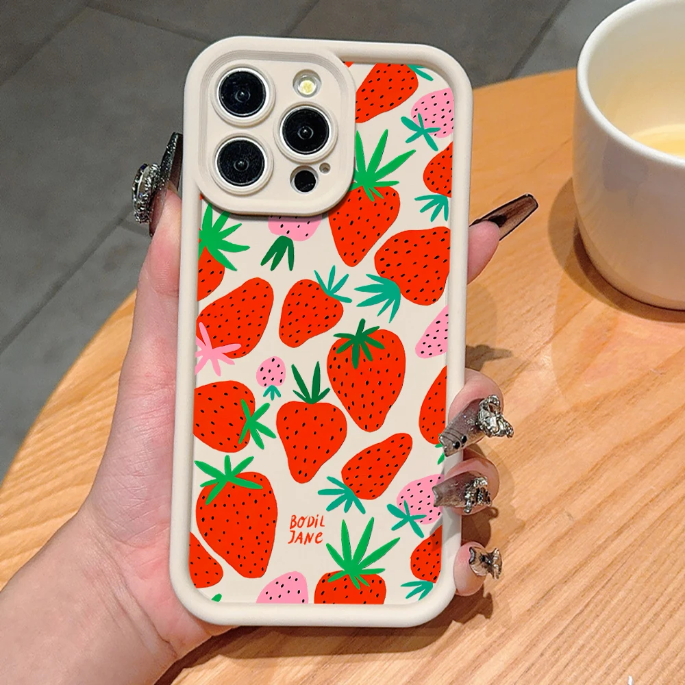 Danish Style Strawberries Phone Case For Samsung Galaxy Note 20 S24 S25 S23 Plus S24 S23 FE S26 S24 S25 Ultra Soft Cover