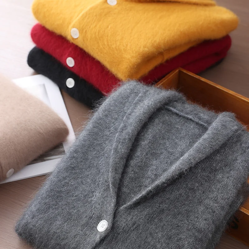 Autumn And Winter Cashmere Sweater Men's Cardigan Thickened V-Neck Loose Sweater Middle-Aged Coat Wool Knitted Bottoming Shirt