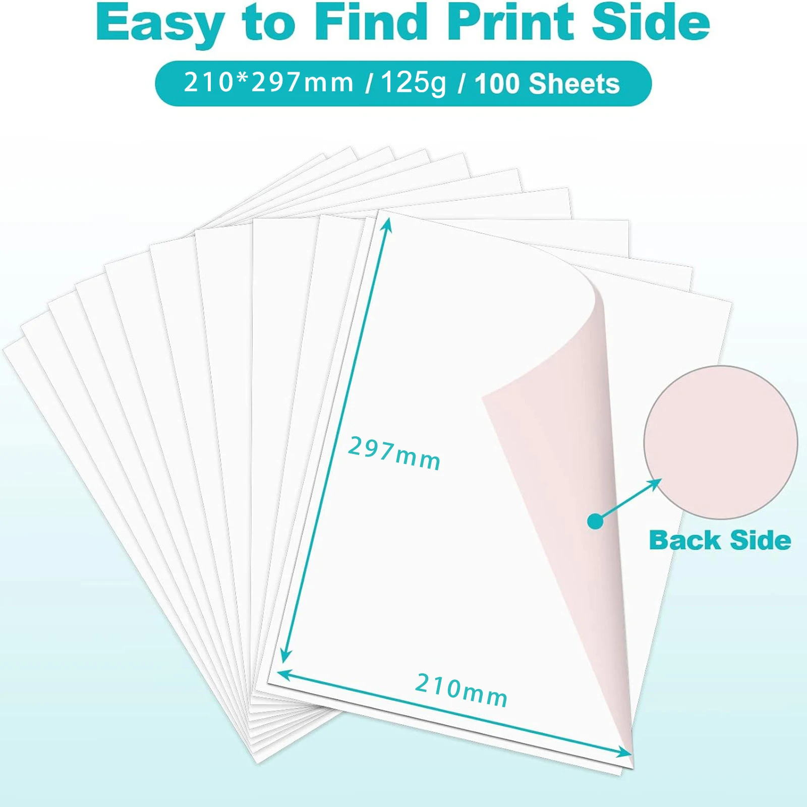 100 Sheets 125G A4 Size 8.3x11.7 Inch Sublimation Paper Heat Transfer Paper Compatible with Inkjet Printer