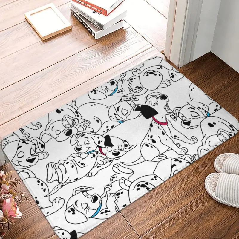 Cute Sleeping Dalmatians Dog Front Door Floor Entrance Mat Indoor Dalmatian Puppy Kitchen Bathroom Doormat Garden Carpet Rug