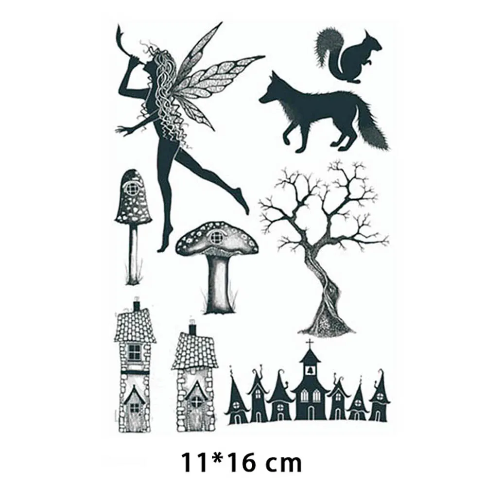 Fairies Rubber Stamps Mushroom House Clear Stamps for DIY Craft Making Greeting Card Scrapbooking Photo Album Decor Sheets