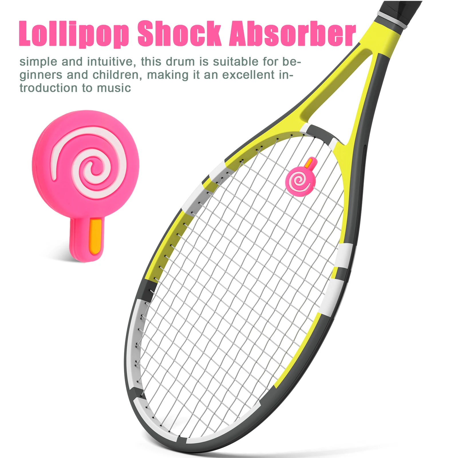 

4 pcs Lollipop Shaped Silicone Racket Dampeners Shock Absorber Reduces Vibration Universal Fit Easy Installation Replacement For