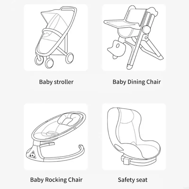 Y88D وسادة حماية لمقعد عربات الأطفال قابلة لإعادة الاستخدام، ناعمة ماصة لاستخدام الرضع أثناء السفر