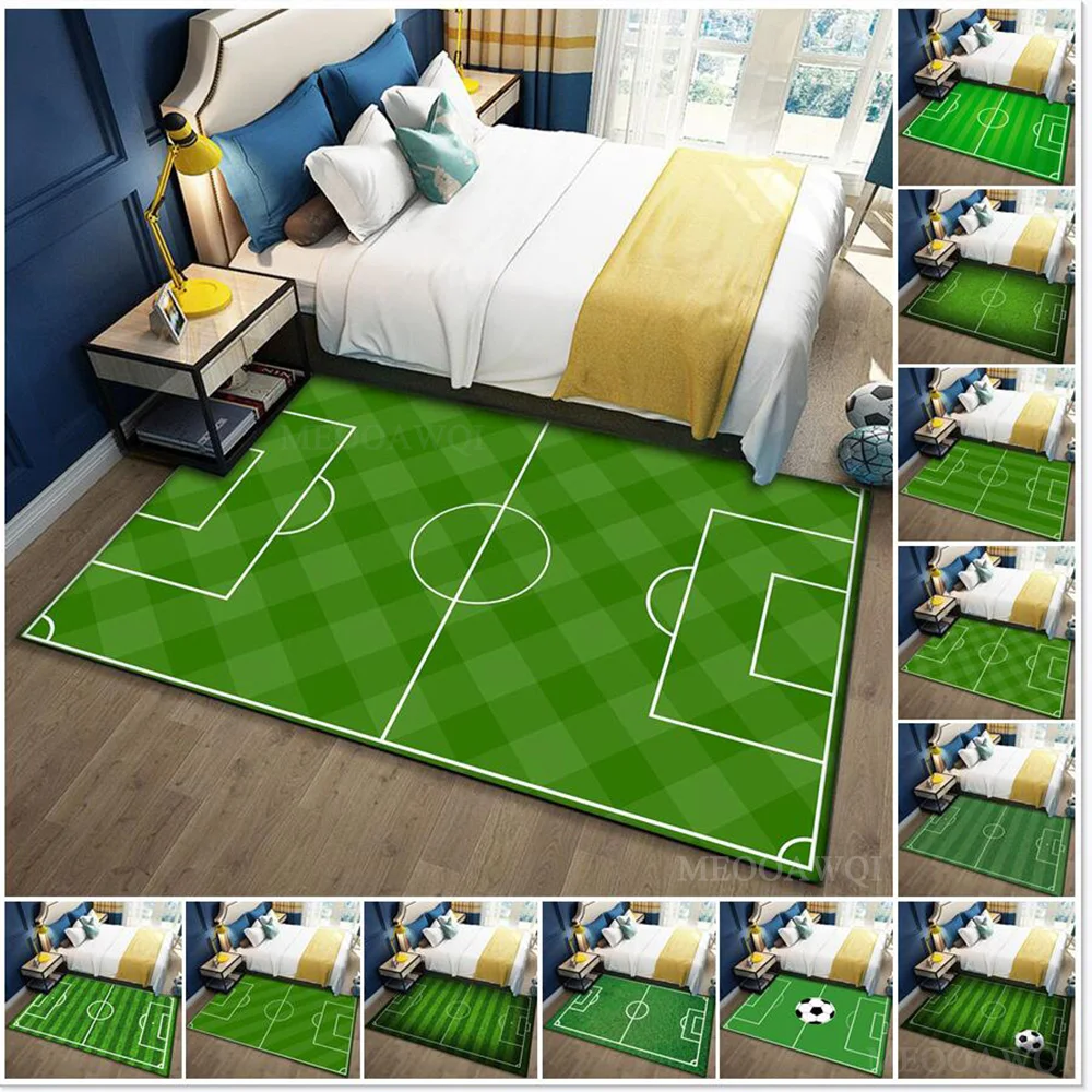 Cartoon Football Field Carpet Boys Children's Room Large Area Floor Mats Ottomans Living Room Room Bedroom Full Bedside Blanket