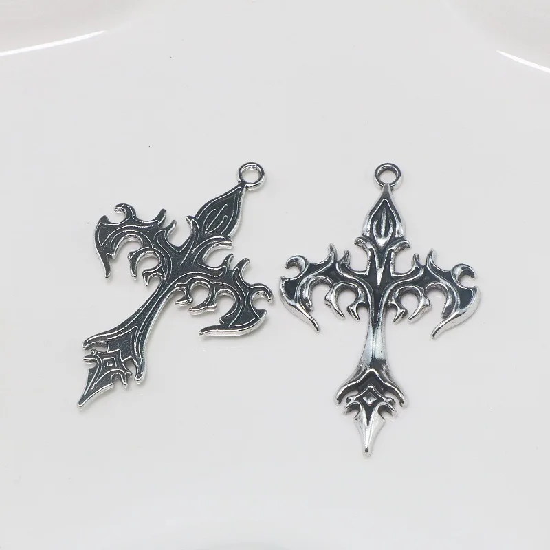 4pcs 35x55mm Flame Cross Charms Alloy Cross Pendant for Diy Jewelry Making Necklace  earring Craft Accessories Wholesale