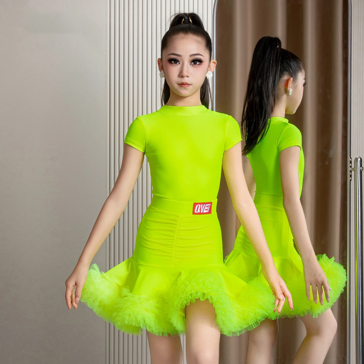 4 색 소녀 라틴 댄스 전문 의상 어린이 볼룸 댄스 공연 드레스 어린이 삼바 룸바 댄스웨어 10940