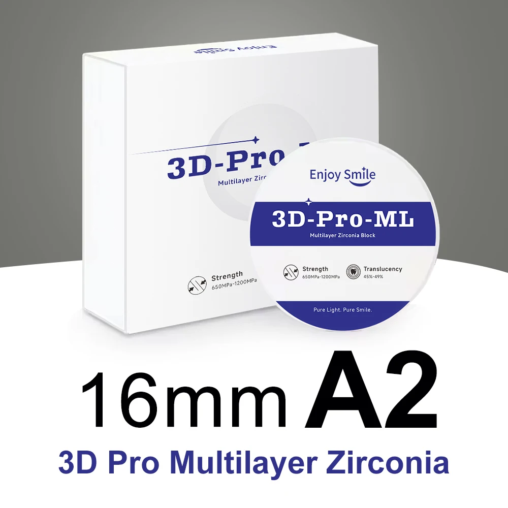 

Enjoysmile 98 мм циркониевый блок 16 мм A1 A2 A3 3Dpro многослойный стоматологический циркониевый блок коронки ремонт моста материал циркониевый диск