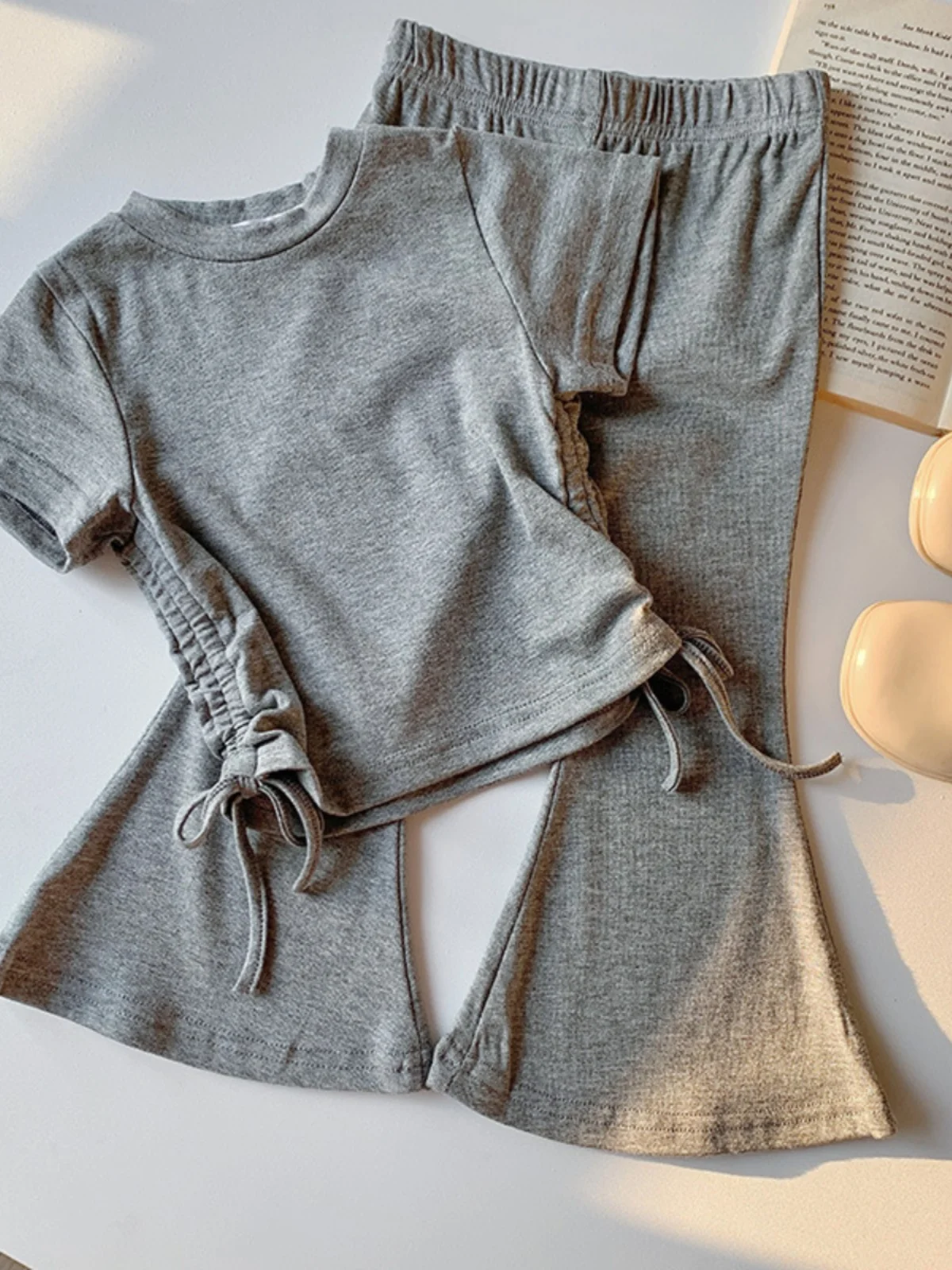 

Летняя одежда, комплект из двух предметов, мягкие штаны Dstring ort Sve для маленьких девочек, удобная одежда из смеси хлопка в Корейском стиле