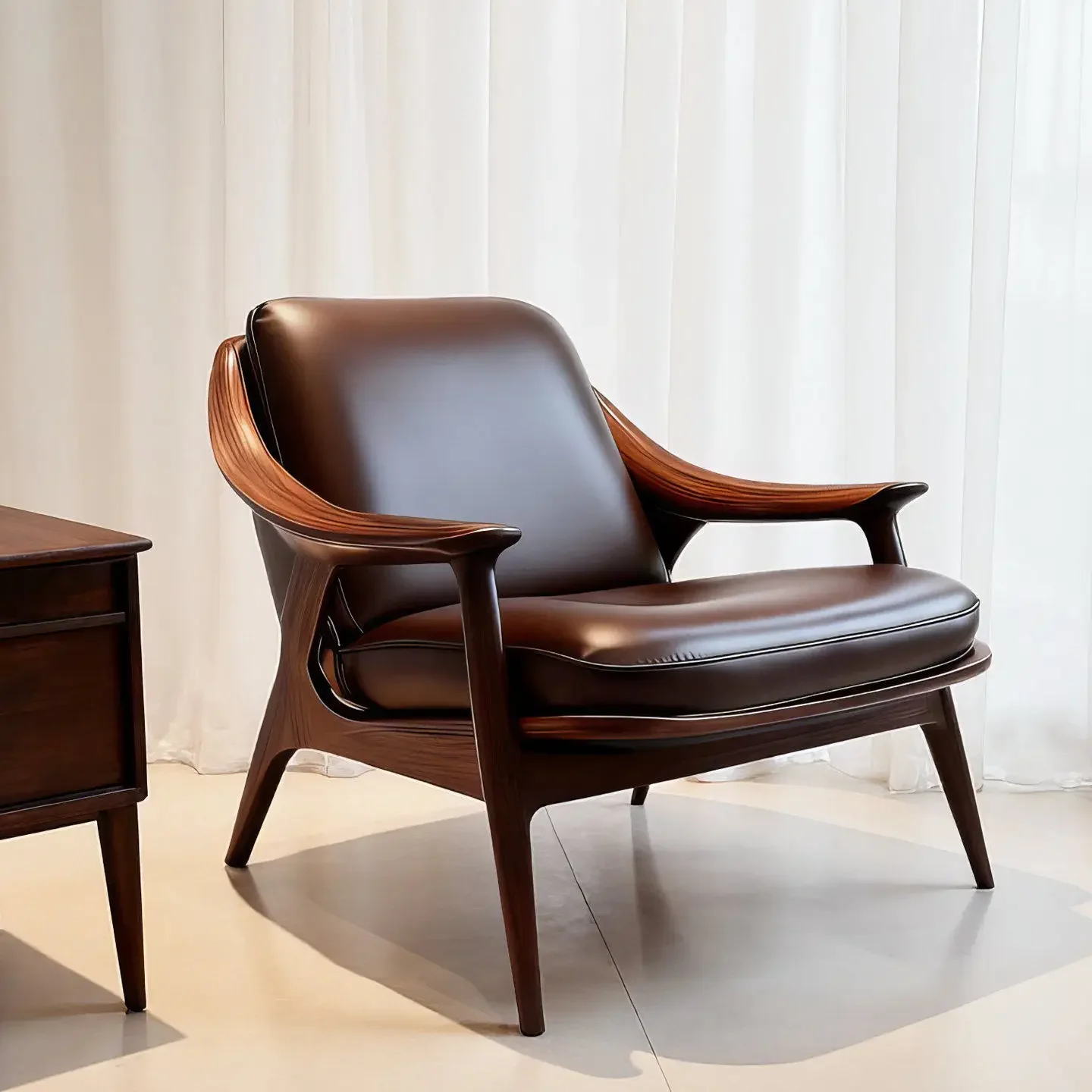 Small living room single sofa chair high-end leather leisure chair ergonomic chair
