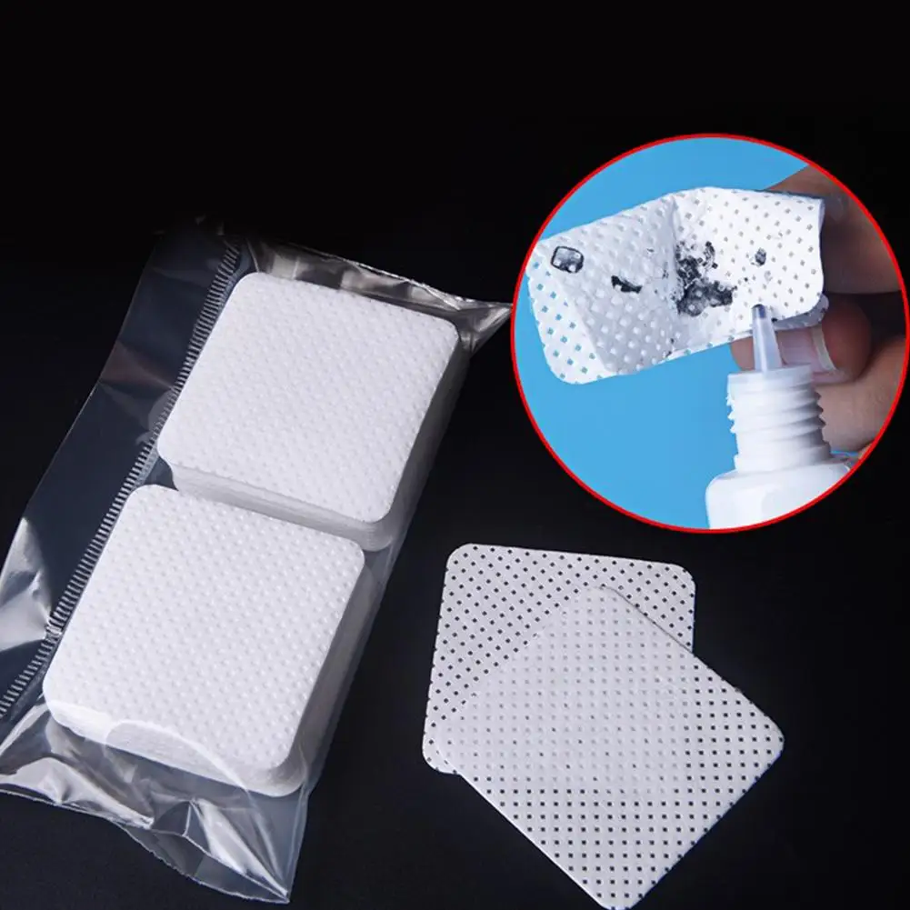 100pcs Lint-Free Paper Cotton Wipes Eyelash Glue Remover wipe the mouth of the glue bottle prevent clogging glue Cleaner Pads